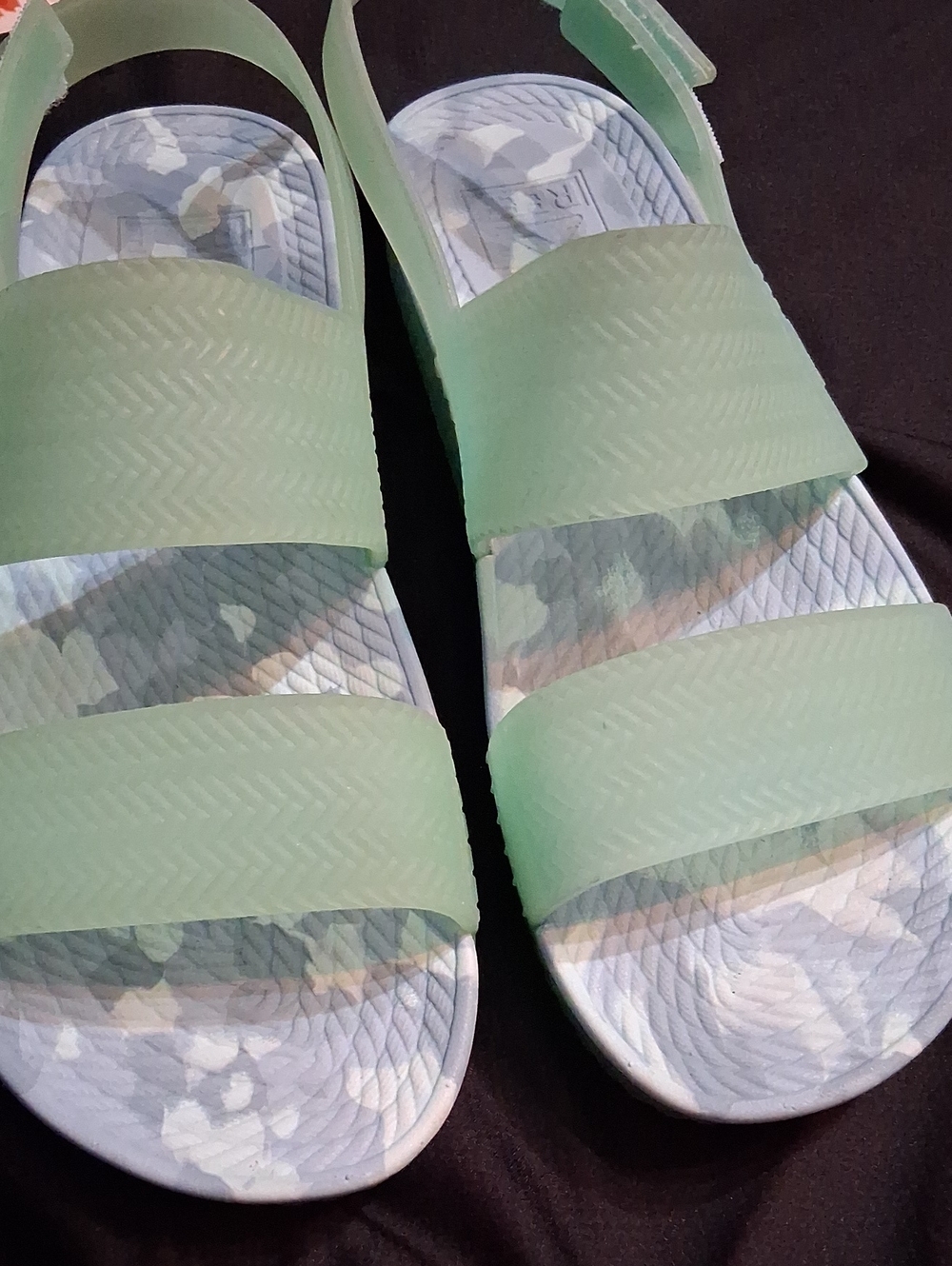 Reef Women's Mint Green Slide Sandals with Camouflage Footbed